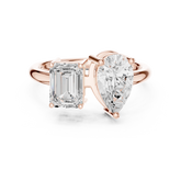Pear & Emerald Toi et Moi Ring